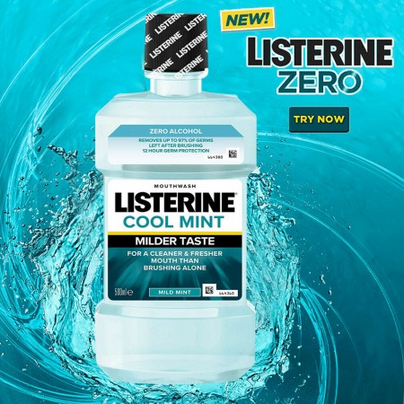 Listerine CoolMint Zero Alcohol Antibacterial Mouthwash Oral Dental Care-500ml