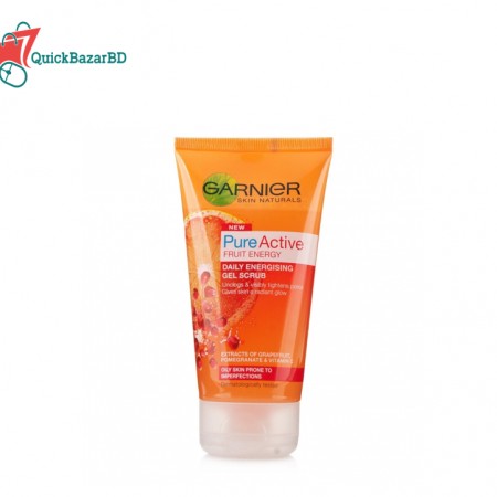 Garnier Skin Naturals Pure Active Fruit Energy Daily Energising Gel Scrub for Oily Skin 150ml