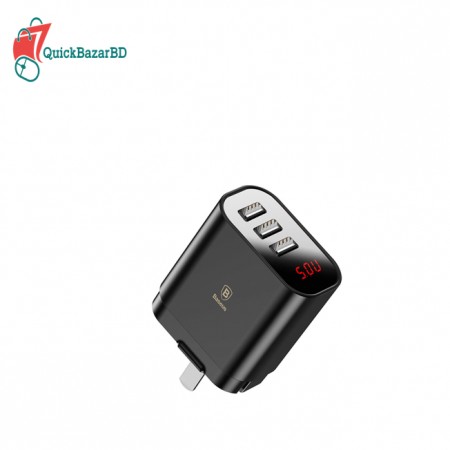 Baseus Mirror Lake Charger 3 USB Intelligent Digital Display 3.4A Travel Fast Charging