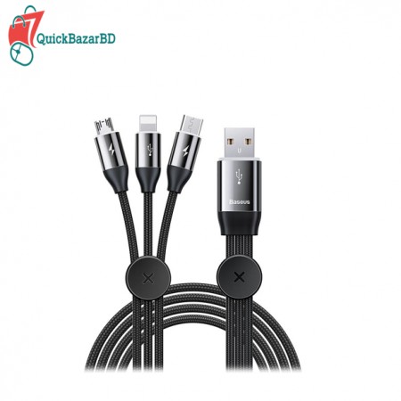 Baseus Magnetic Storage Car Stying 3 In 1 USB Cable For IPhone Charging Cable With Micro USB Cable