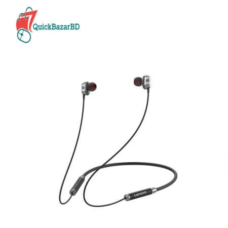 Lenovo HE08 Dual Dynamic Bluetooth Neckband In Ear Earbuds With Mic