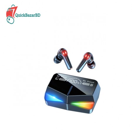 M28 TWS Low Latency Music & Gaming Earbuds Touch Control BT 5.1 With Mirror Screen & Power Bank