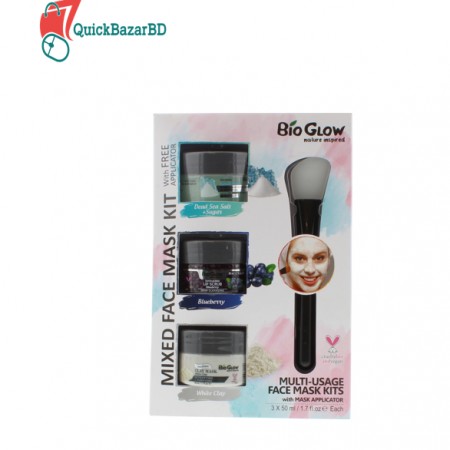 Bio Glow Mixed Face Mask Kit with Applicator Gift Set