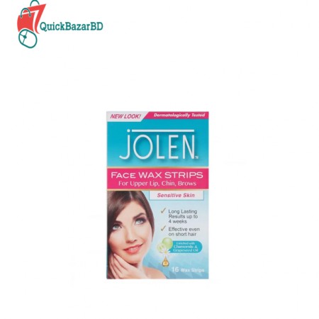 Jolen Face Wax Strips For Upper, Lip, Chin, Brows For Sensitive Skin 16’s