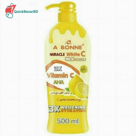 A Bonne Miracle White C Milk Lotion 3xVitC and AHA 500ml,A Bonne Spa Milk Body Lotion Made in THAILAND