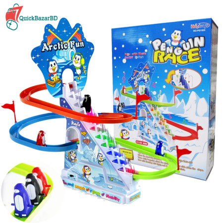 Penguin Tower With Racing, Tower Slider Drift Penguin & Racing Battery Powered Fun Toy For Kids