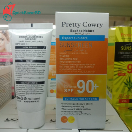 PRETTY COWRY Back To Nature Expert Sun Care Vitamin C Face Sunscreen Cream Sunblock SPF 90+/PA+++