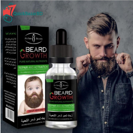 AICHUN BEAUTY Beard Oil Mustache Hair Growth Pure Natural Nutrients Skin Cleansing Vitamins Grapefruit Seed Oil Ginger Andrea Hair Growth 30ml