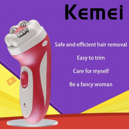 Kemei KM-330 Professional Rechargeable Hair Remover and Epilator 2 in 1 Multifunction Lady Epilator/Shaver Pink Color