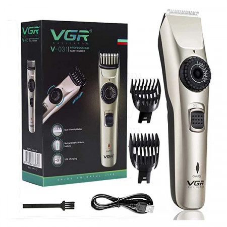 VGR V-031 MEN'S 90 MIN RUNTIME HAIR TRIMMER, MATTE SILVER