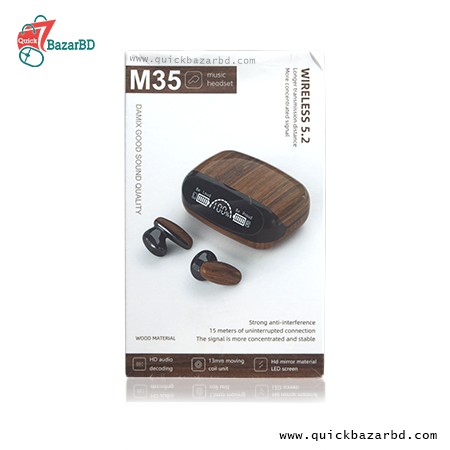 M35 TWS Bluetooth 5.2 Waterproof Sports Earbuds Noise Cancelling Touch Wireless Headphones -Earphone