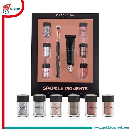 PROFUSION COSMETICS SPARKLE PIGMENTS WITH ADHESIVE & BRUSH
