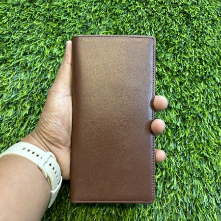 Chocolate Leather Long Wallet QL102
