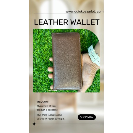 Unisex Dark Brown Genuine Leather Zipper Wallet 10