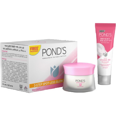 Pond's Bright Beauty Spot-Less Glow Cream 35 gm & Face Wash 19 gm Combo Pack