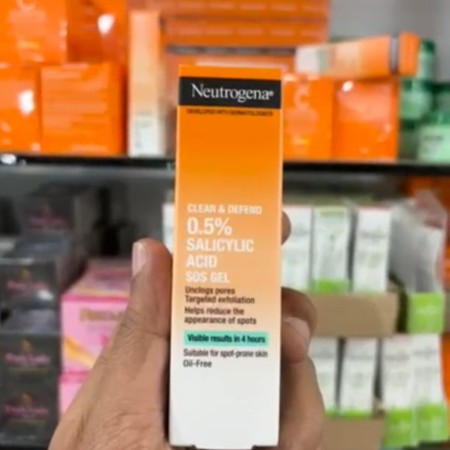 Neutrogena Clear and Defend SOS Face Gel Salicylic Acid Oil Free 15ml Unclog Pores 4 Hour Results Visible