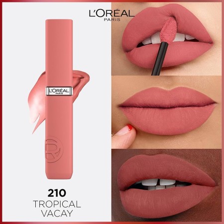 L’Oréal Paris Infallible Matte Resistance Liquid Lipstick, Powdery Matte Finish & Infused with Hyaluronic Acid, 210 Tropical Vacay